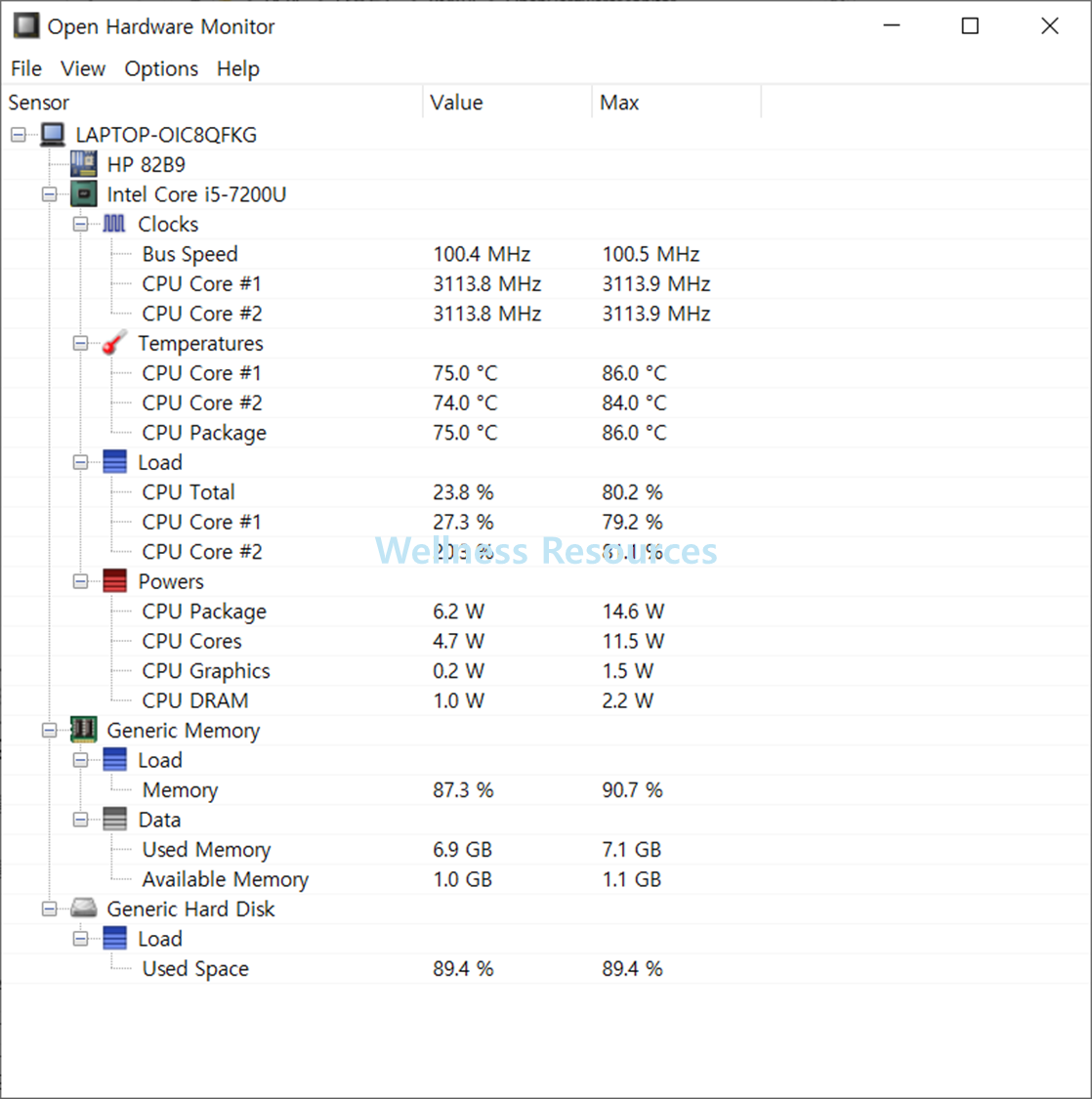 Open Hardware Monitor
오픈 하드웨어 모니터
